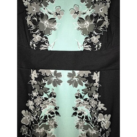 Worthington Woman Plus 14 Sleeveless Dress Black/Mint Print Front - Picture 6 of 6